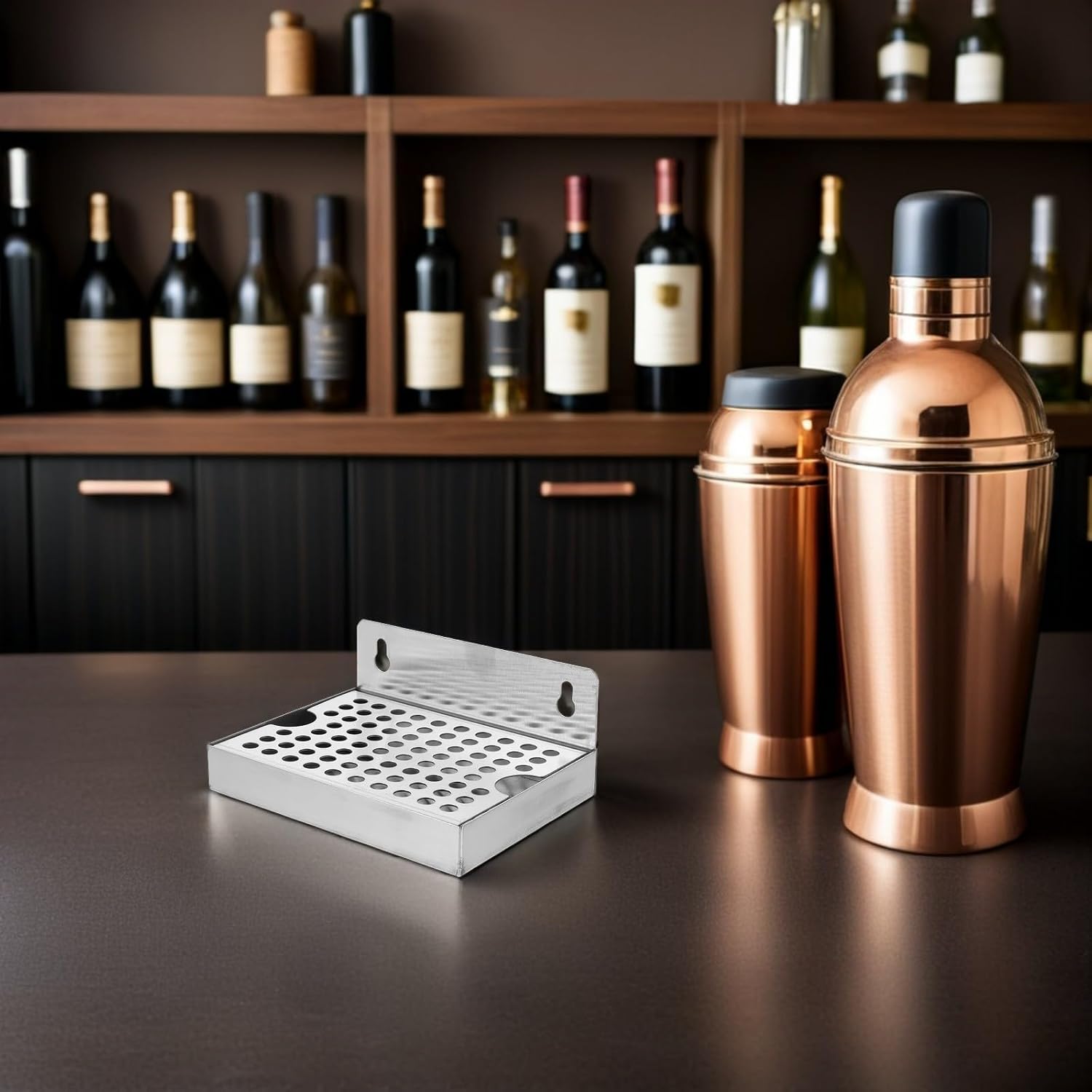 Beer Drip Tray Draft Beer Dispenser Tray Wall Mounted Stainless Steel with Removable Design for Easy Cleaning Modern Aesthetic Universal Compatibility for Homebrew and Kegerators