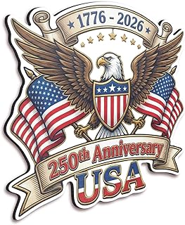250th Anniversary USA 1776–2026 Magnet 5 Inch Patriotic Eagle American Flag Refrigerator Car Locker Toolbox Metal Surface Decor - KCM5069