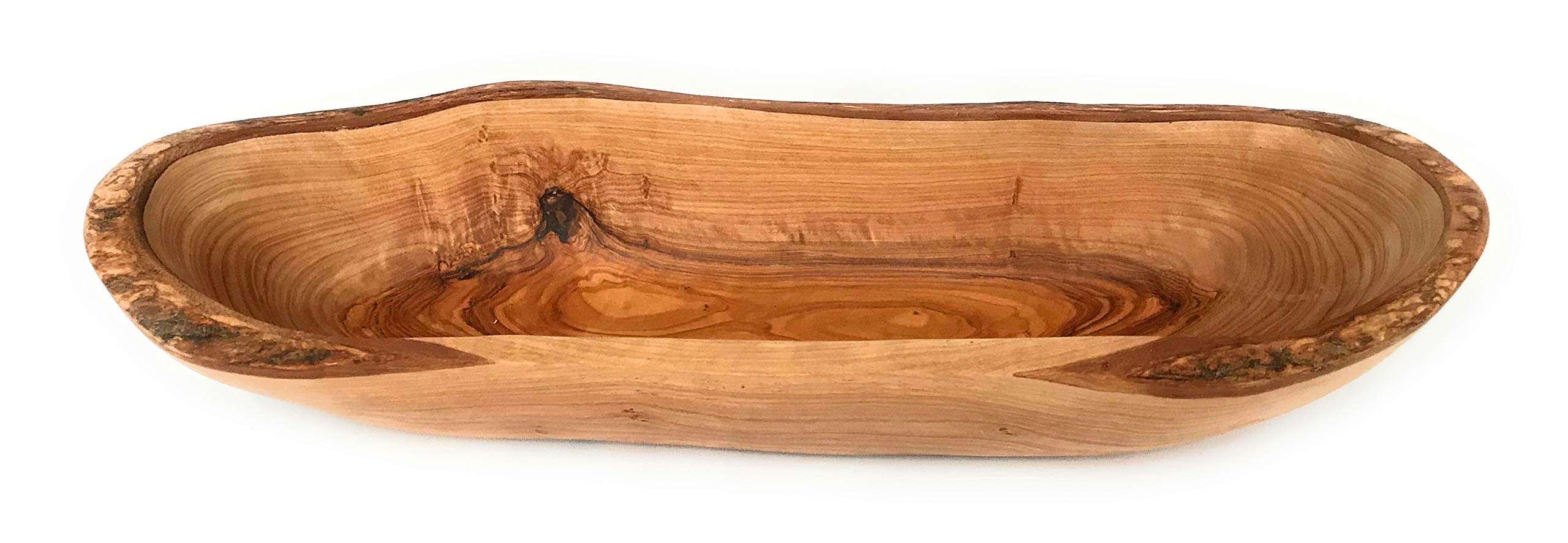 Naturally Med Brown Olive Wood Bread Serving Dish 30Cm