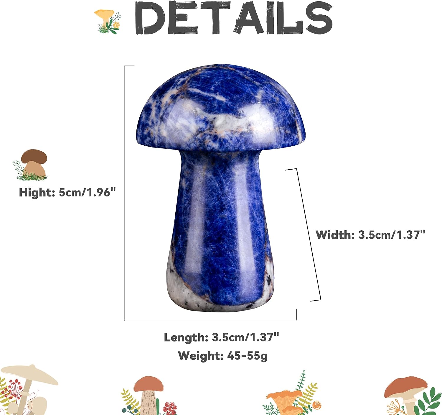 YATOJUZI 2" Mushroom Decor Blue Solidate Natural Healing Crystals Stones Cute Hand-Carved Polished Crystal Stone Gemstones Meditation Facial Massage Accessories Energy Reiki Gifts for Women Men image 5