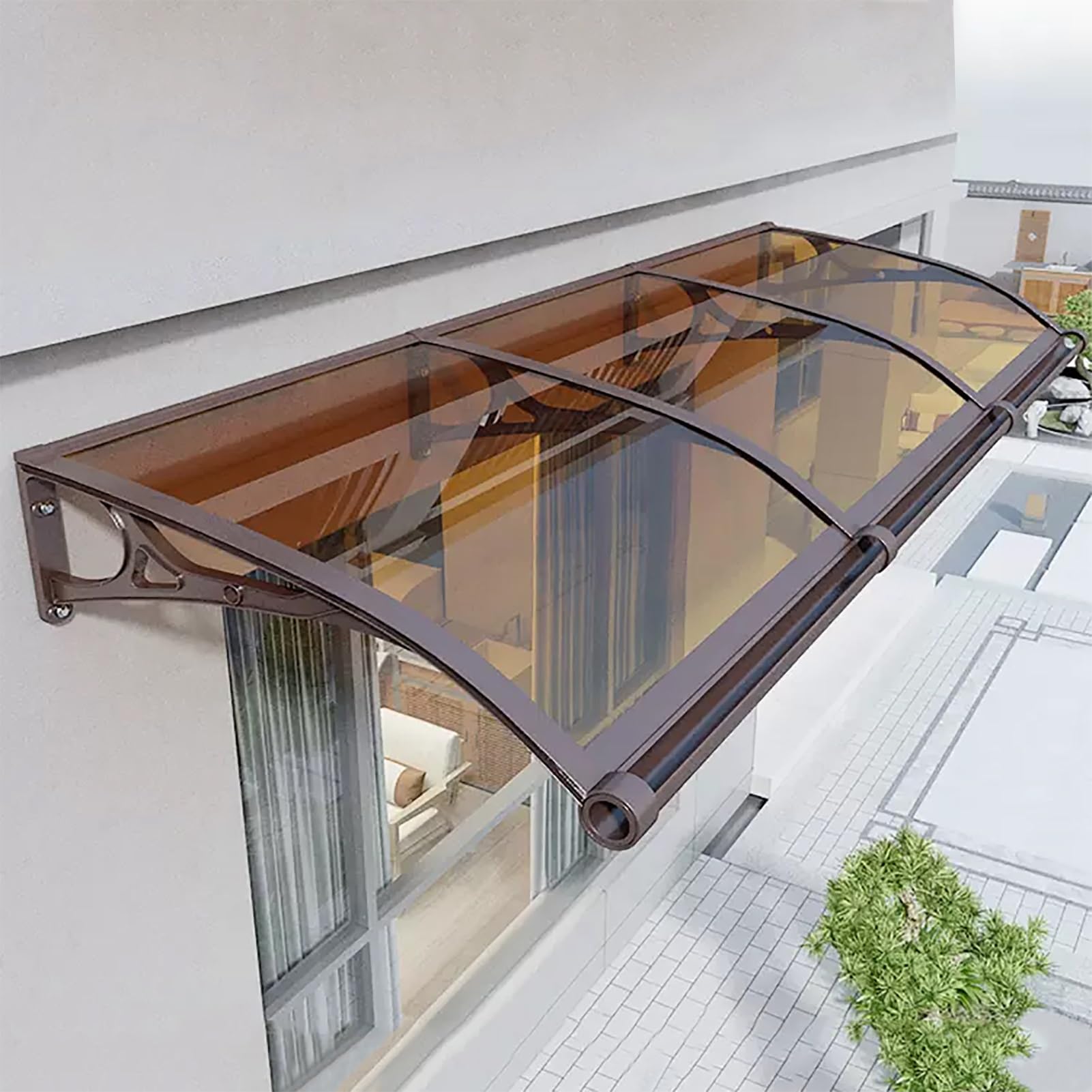 Auvent de terrasse extérieur en polycarbonate idéal pour abriter vos entrées de la pluie