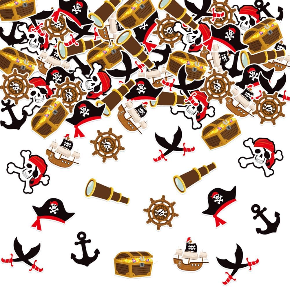 100PCS Pirate Party Confetti Skull Treasure Chest Table Confetti Baby Shower Children Men Boys Birthday Party Table Decorations Supplies