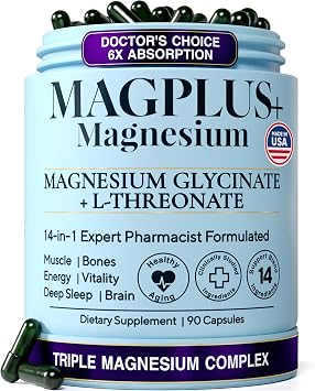 Liposomal Magnesium Complex 900mg 14-in-1 Magnesium Glycinate + L-Threonate, Citrate, Taurate & Malate, Sleep, Muscle & Brain Support 90 Capsules