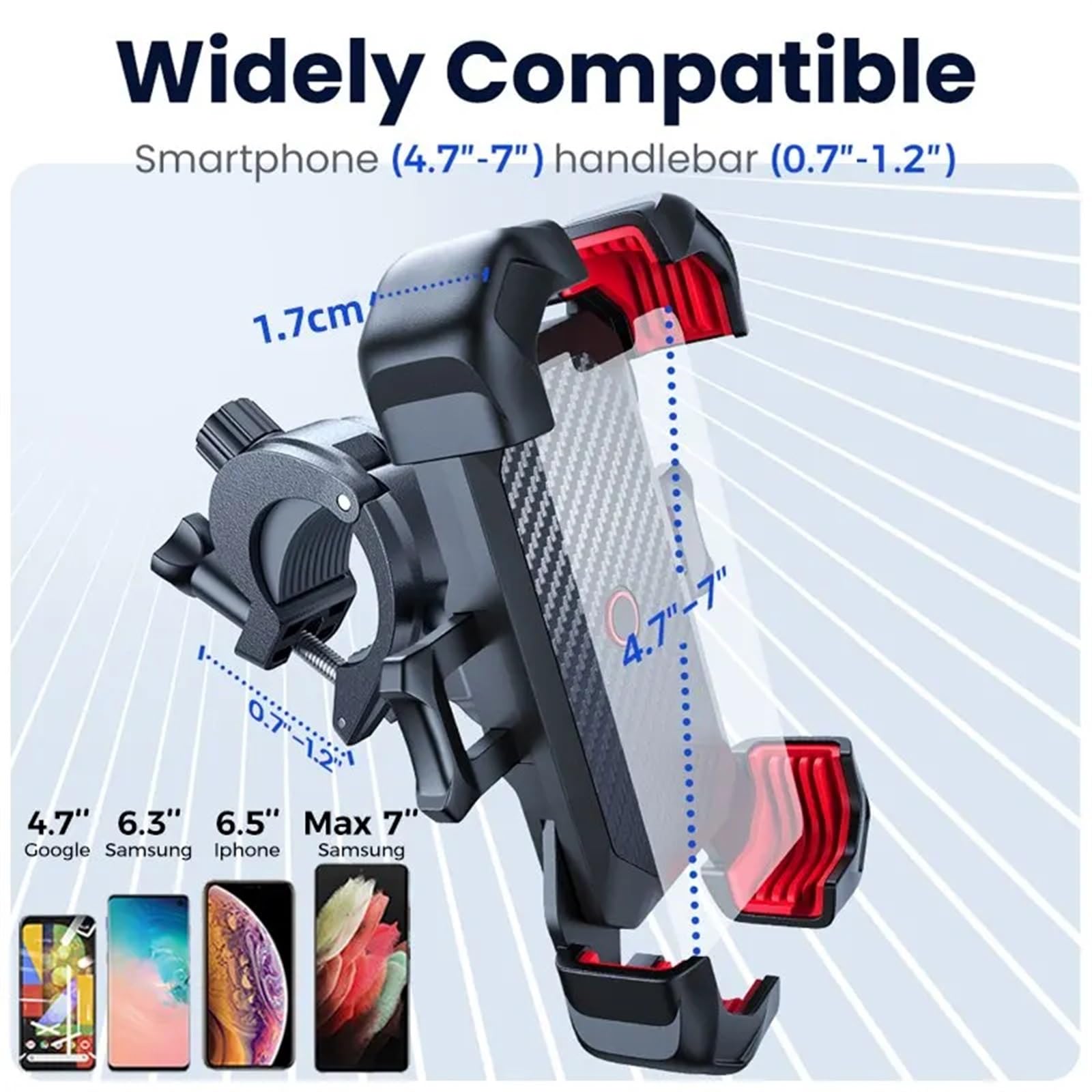 Supporto Cellulare Moto Supporto Telefono Bici Vista A 360 ° Universale Bicicletta Cellulare 4,7-7 Pollici Staffa Antiurto GPS