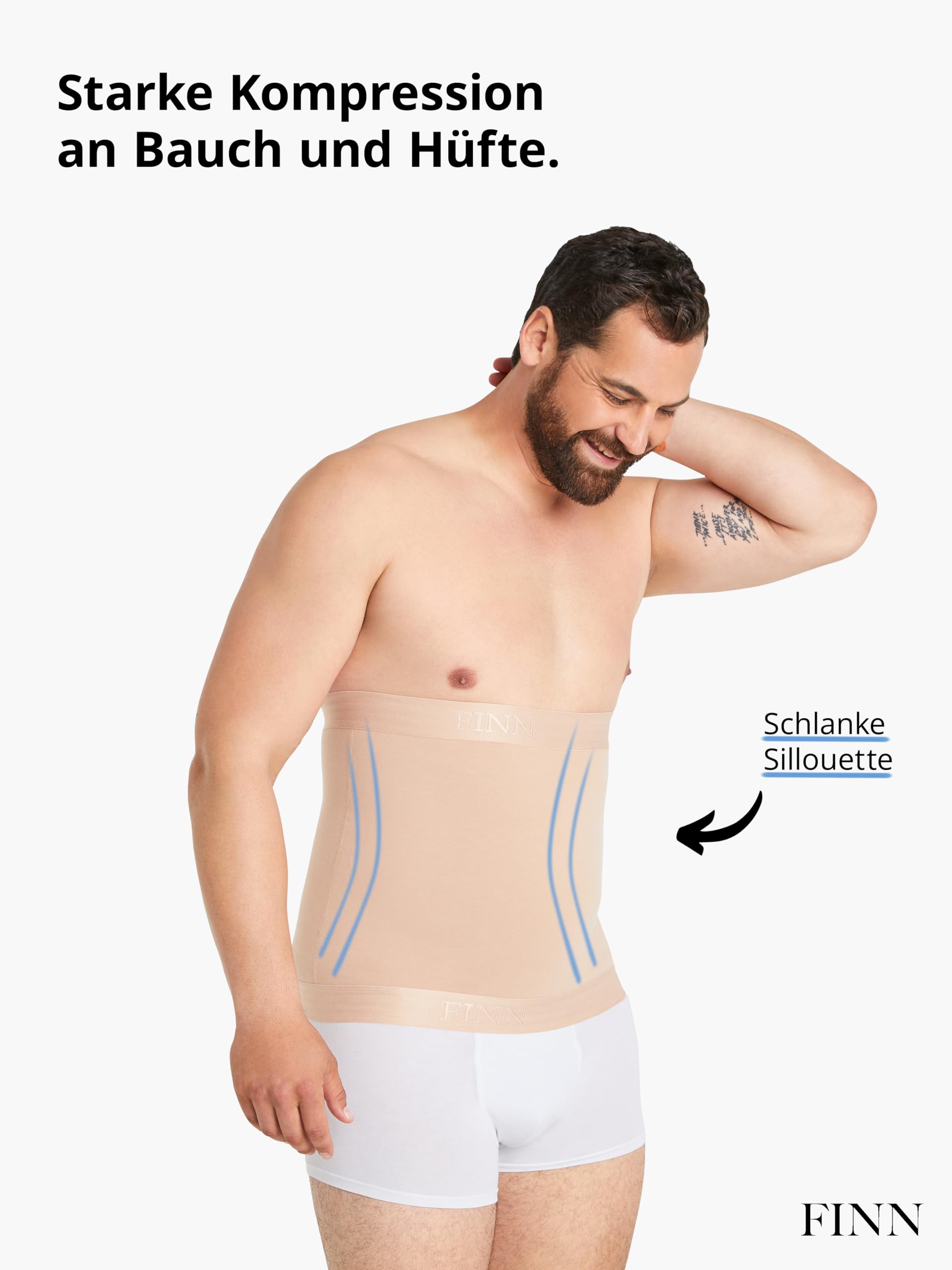 FINN Faja Reductora para Hombres - Cinta Modeladora de Barriga de Algodón - Potente Moldeador de Cuerpo para un Abdomen más Plano