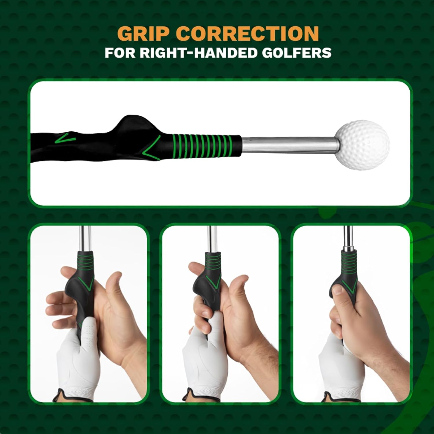 Retractable Golf Swing Trainer Set with Arm Bands, Travel Bag & Ball Marker – Tempo, Grip & Alignment Training Aid for Indoor/Outdoor Practice - Right-Handed Swing Trainer