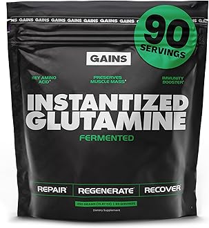 - Gains in Bulk L-Glutamine, Gluten Free Glutamine Powder for Muscle Recovery and Growth, Post Workout Support, Amino Acid Supplement, Promotes Protein Synthesis, Non GMO, Unflavored, 90 Servings
