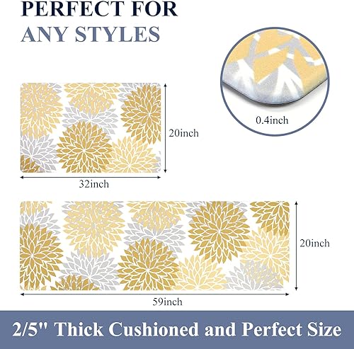 Miniatura 169 de HEBE Kitchen Mat 20"x71" Anti Fatigue Floor Mat Runner Non Slip Kitchen Mats for Floor Waterproof Kitchen Rugs and Mats Ergonomic Cushioned Comfort