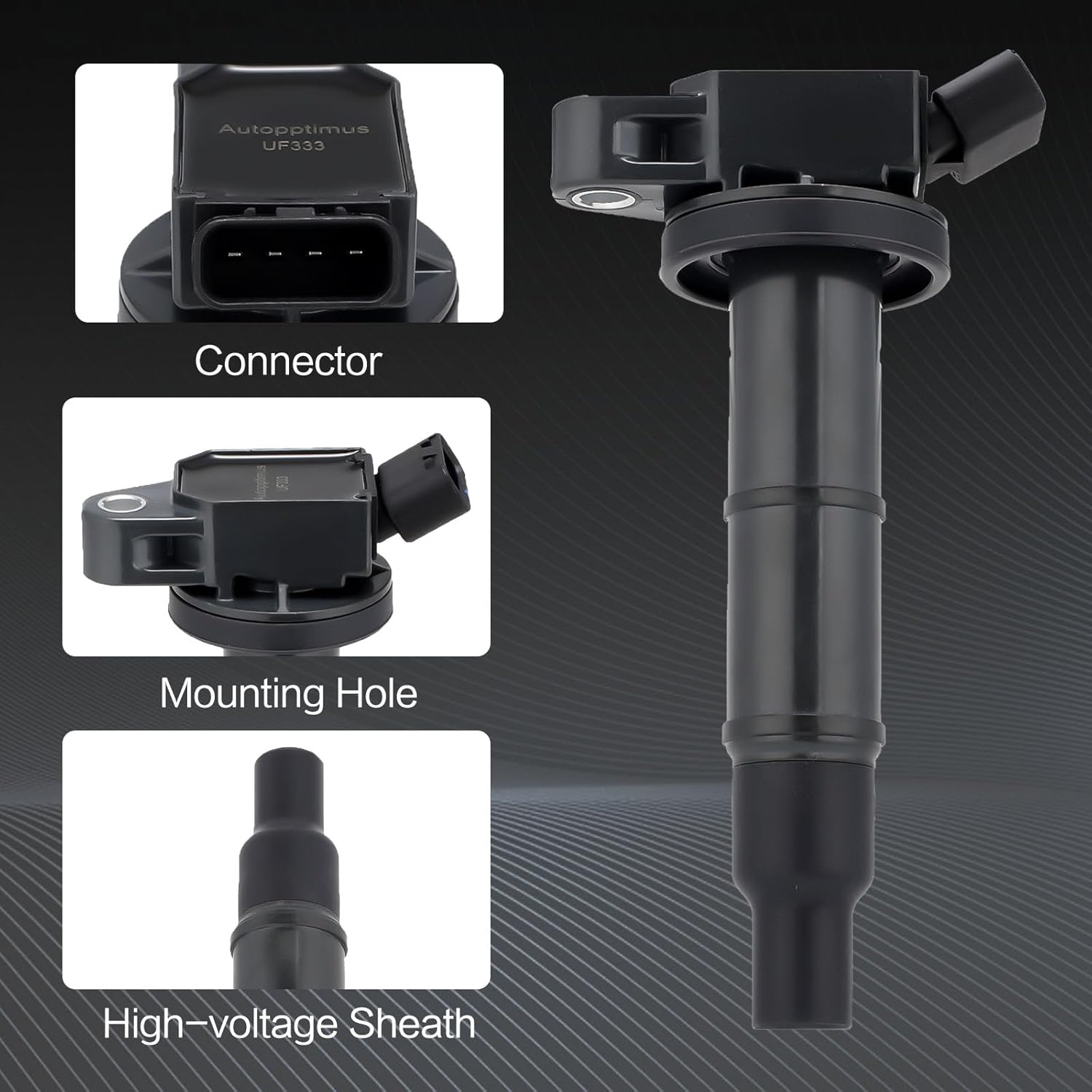 UF333 90919-02244 Ignition Coil, Compatible with Toyota Corolla Camry RV4 Solara Matrix Highlander Lexus HS250h Pontiac Vibe Scion tC - L4 2.0L 2.4L Replaces UF494 19205387 E363