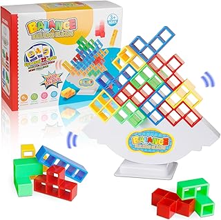 SicoVision Tetra Tower Balance Game Building Blocks, Board Games for 2 Players+ Family Games for Kids & Adults,Perfect for Family Games, Parties, Travel (32Pcs)