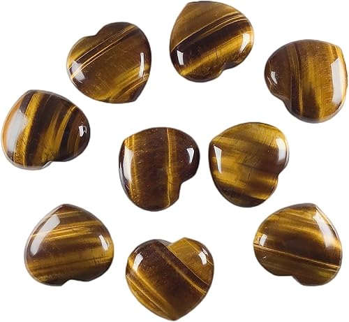 Miniatura 4 de Ojo de tigre cristal corazón decoración tallado hojaldre corazón piedra preocupación para terapia de ansiedad, equilibrio de chakras y buena suerte