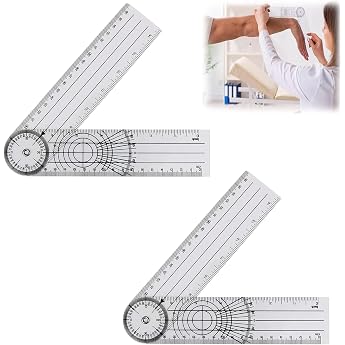 2 x Protractor Goniometer Protractor Physiotherapy PVC Goniometer Physiotherapy Transparent 360  Rotation Protractor Physiotherapy for Home Work Sports Therapy