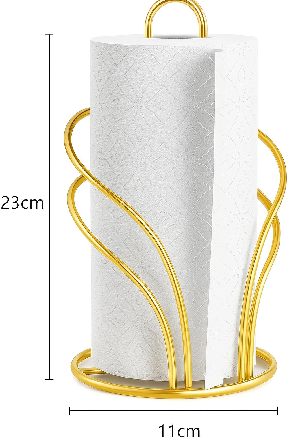 CentraLit Gold Metal Tissue Roll Holder for Kitchen | Paper Towel Holder Stand for Countertop, Dining Table & Bathroom | Premium Modern Napkin Holder for Home Décor | Rust-Free Wire Design — Amazon image 4