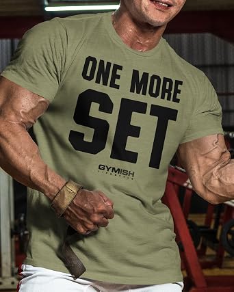 Gymish Lifestyle One More Set Motivational Lifting T-Shirt, Gym Workout Men Tees