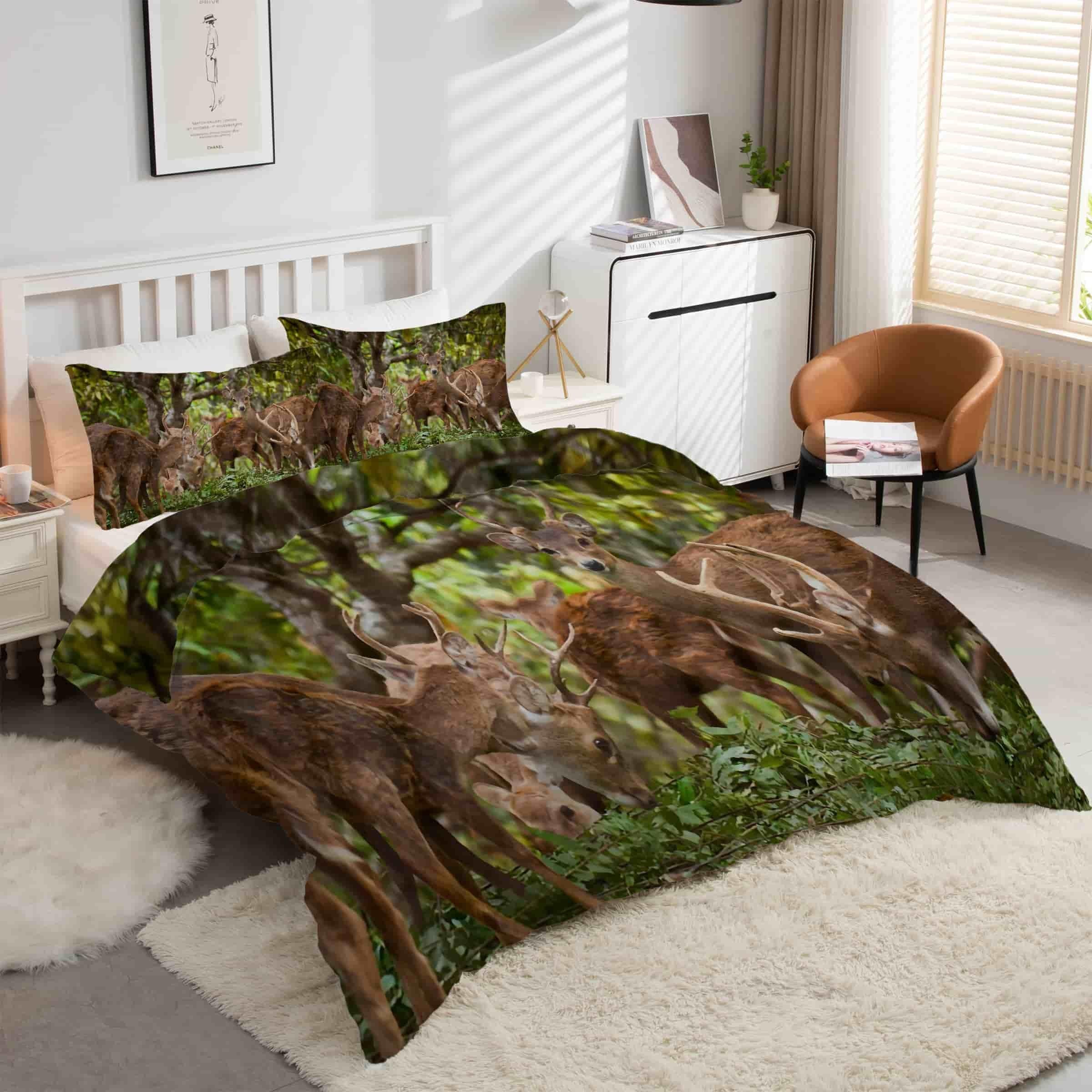 Housse de couette 200x200 cerf animaux pour créer une ambiance chalet nature