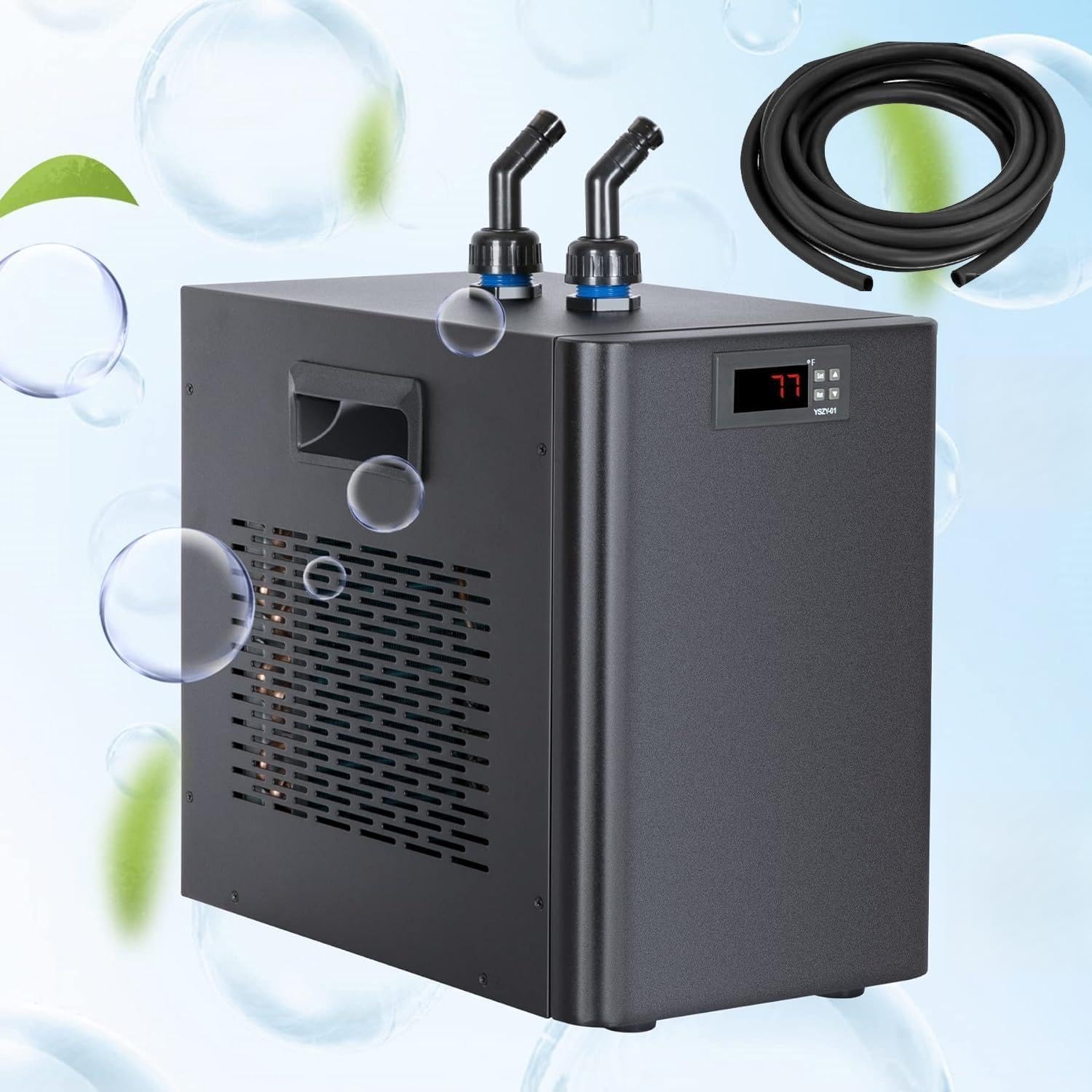 Agregat chłodzący do akwarium, do systemu hydroponiki, do użytku domowego, Axolotl, ryba, koral, 110 V, 220 V, z pompą i rurą (Forfishtank + wanna, 300 l/79 Gal)