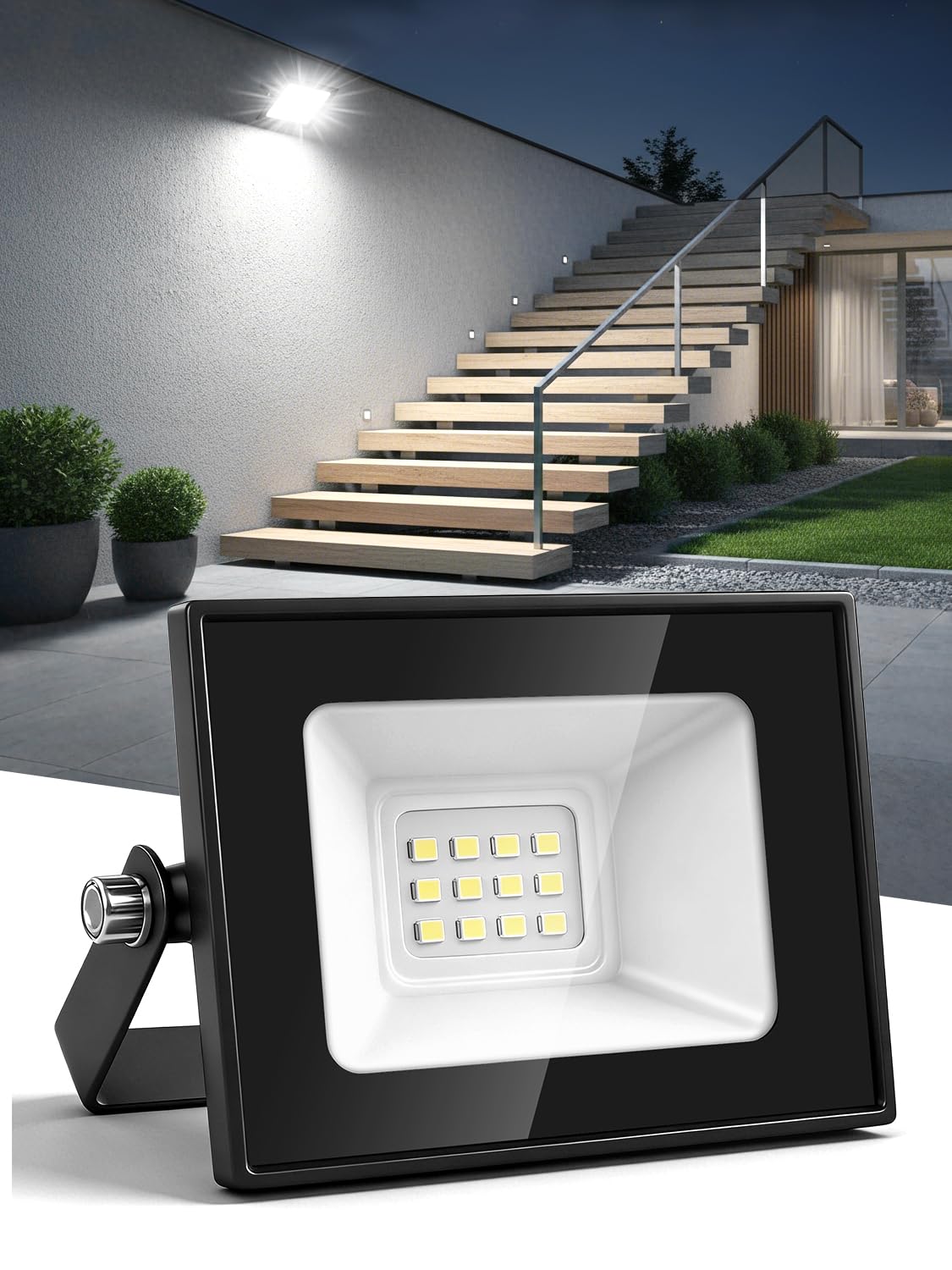 Litglobe 10W LED Floodlight Outdoor,1000LM Super Bright LED Security Lights,6500K Cold White Flood Lights Outdoor,IP66 Waterproof Outside Lights,Outdoor Light for Yard Garden Garage