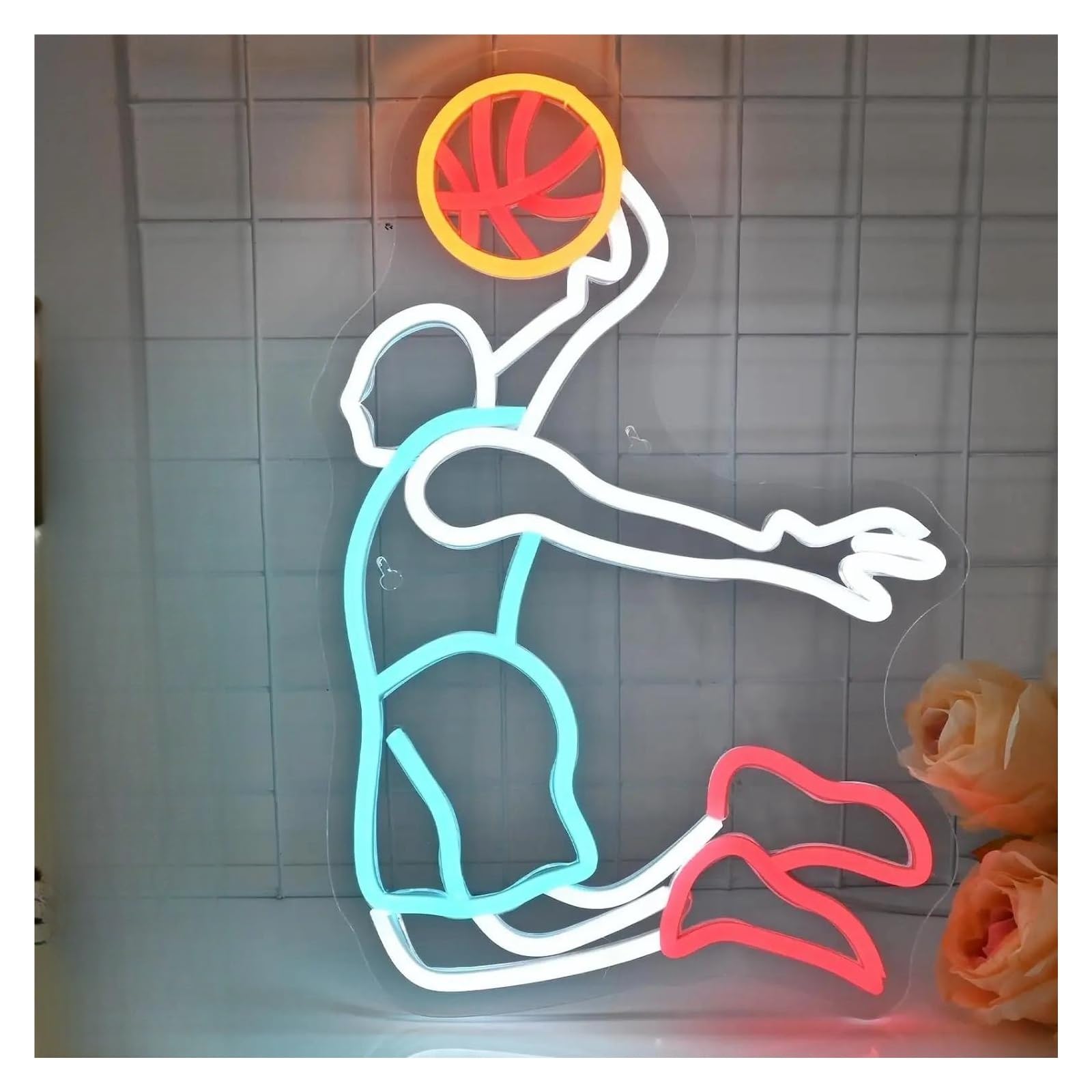 SHOUXI Sign Lamp Basketball Neon Signs Lights for Room Man Cave Football Club Bar Wall Decoration for Basketball Fans Teen 42cmх29cm
