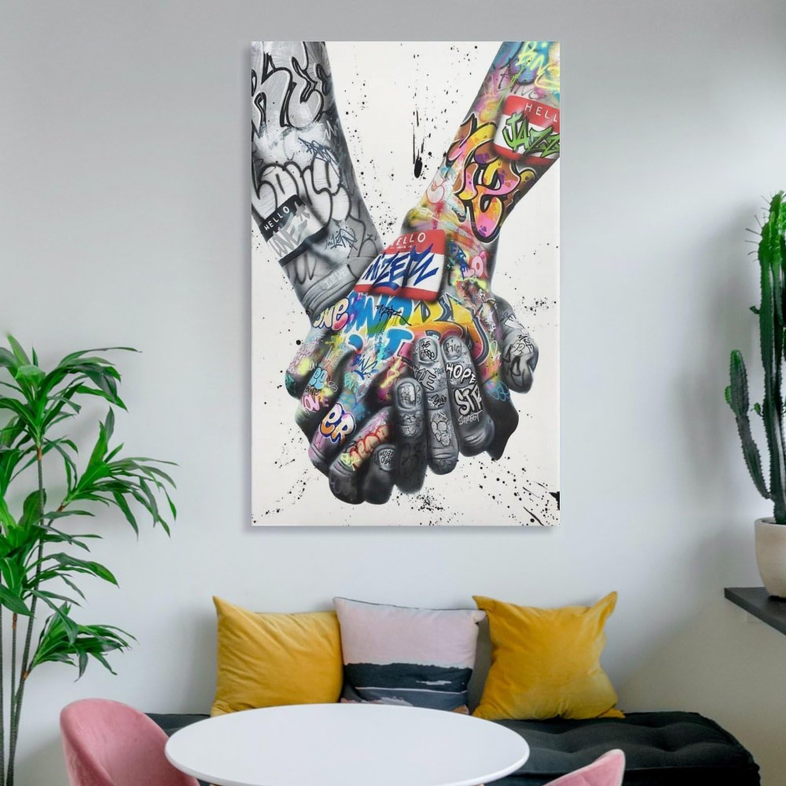 GLAD HAND グラッドハンド　アートパネル　額　絵　アートフレーム　2点 Amazon.co.jp: バンクシー 手をつなぐカップル ストリート