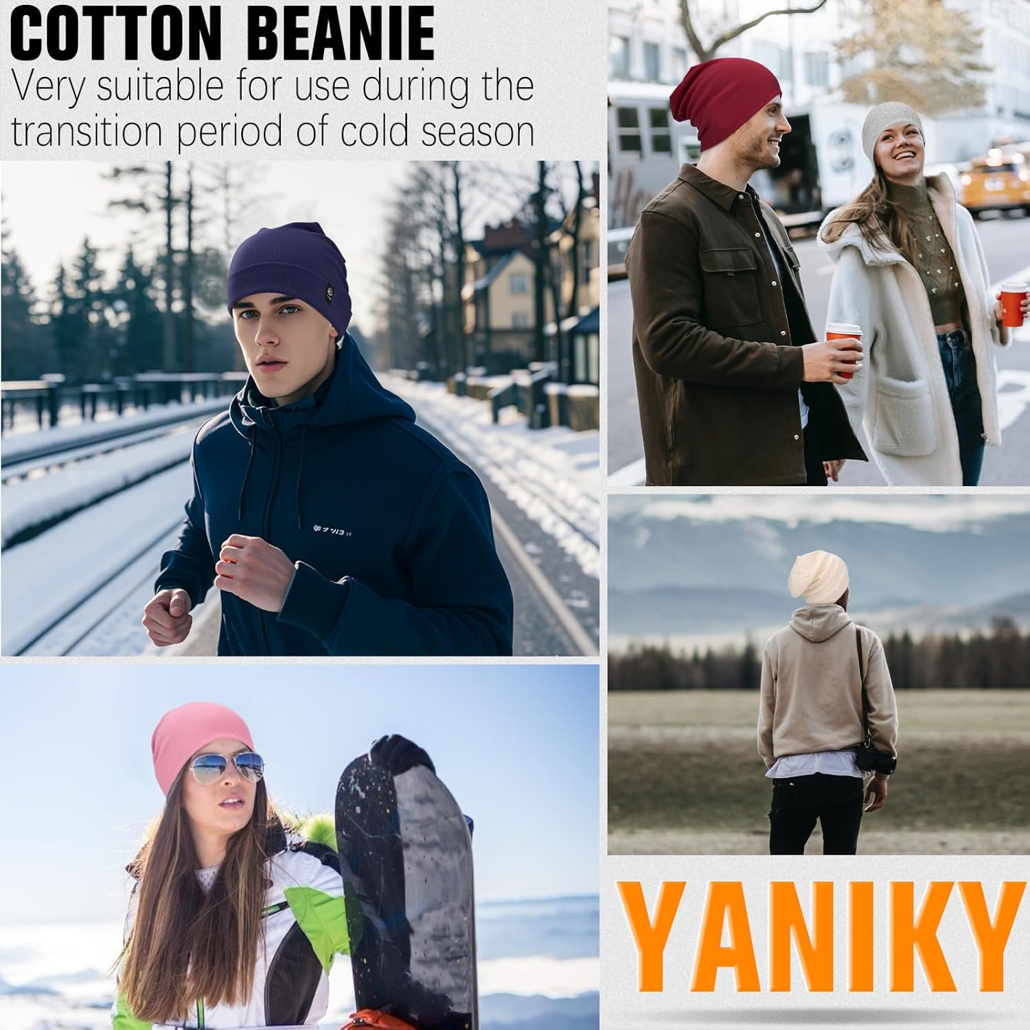Slouchy Beanie for Women, Mens Soft Cotton Beanie Hat, Double Layer Windproof Skull Cap for All Seasons - Image 6