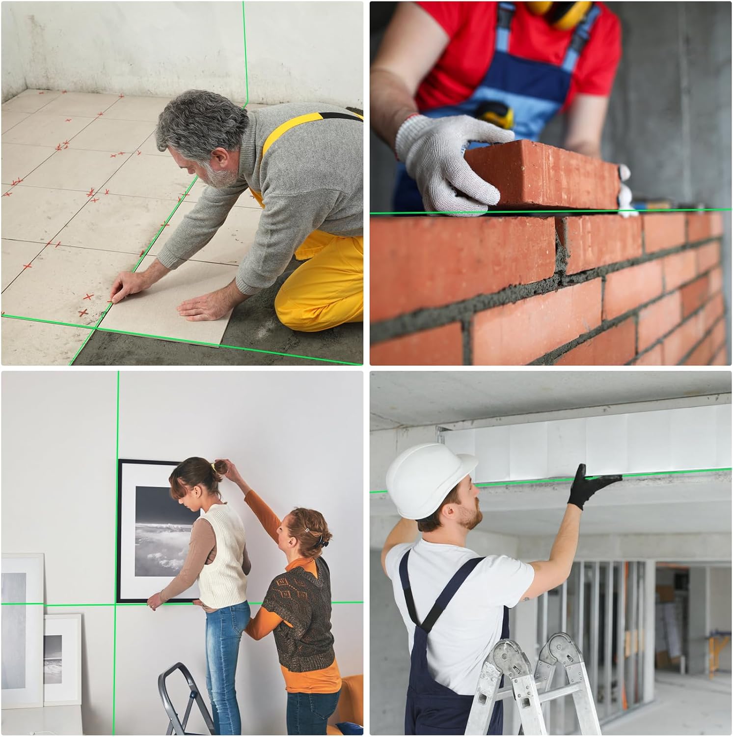 16 Lines Laser 360 Level Self Leveling, 4x360° Professional 4D Green Cross Line laser Level for Construction and Picture Hanging with 2 Batteries,Magnetic Bracket & Remote Control