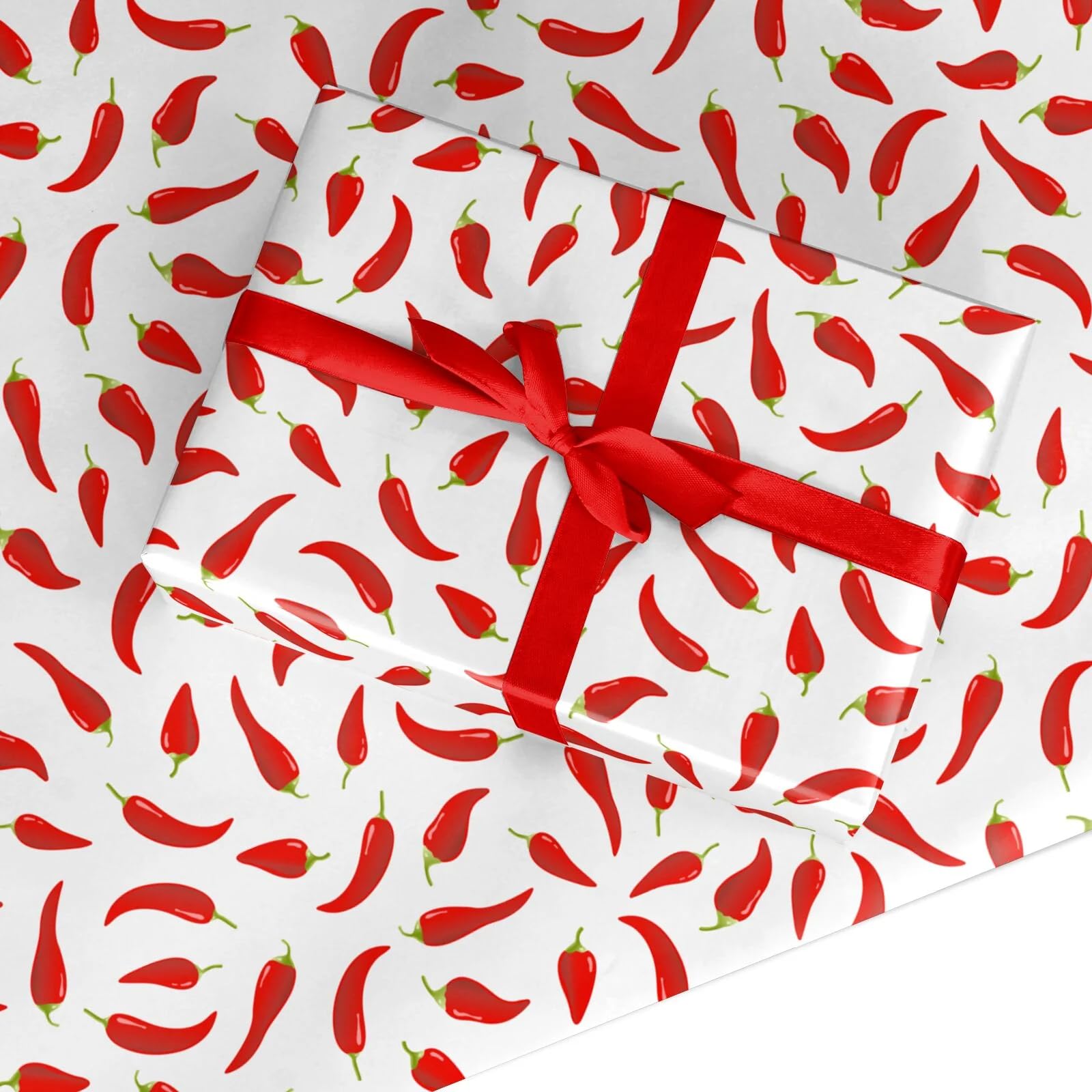Chilli Pepper Wrapping Paper Gift Wrap – Recyclable Foodie Present Wrap for Men, Women, Boys & Girls – Bold Birthday & Celebration Gift Wrap by Dyefor - 6 Sheets (50cm x 70cm each)