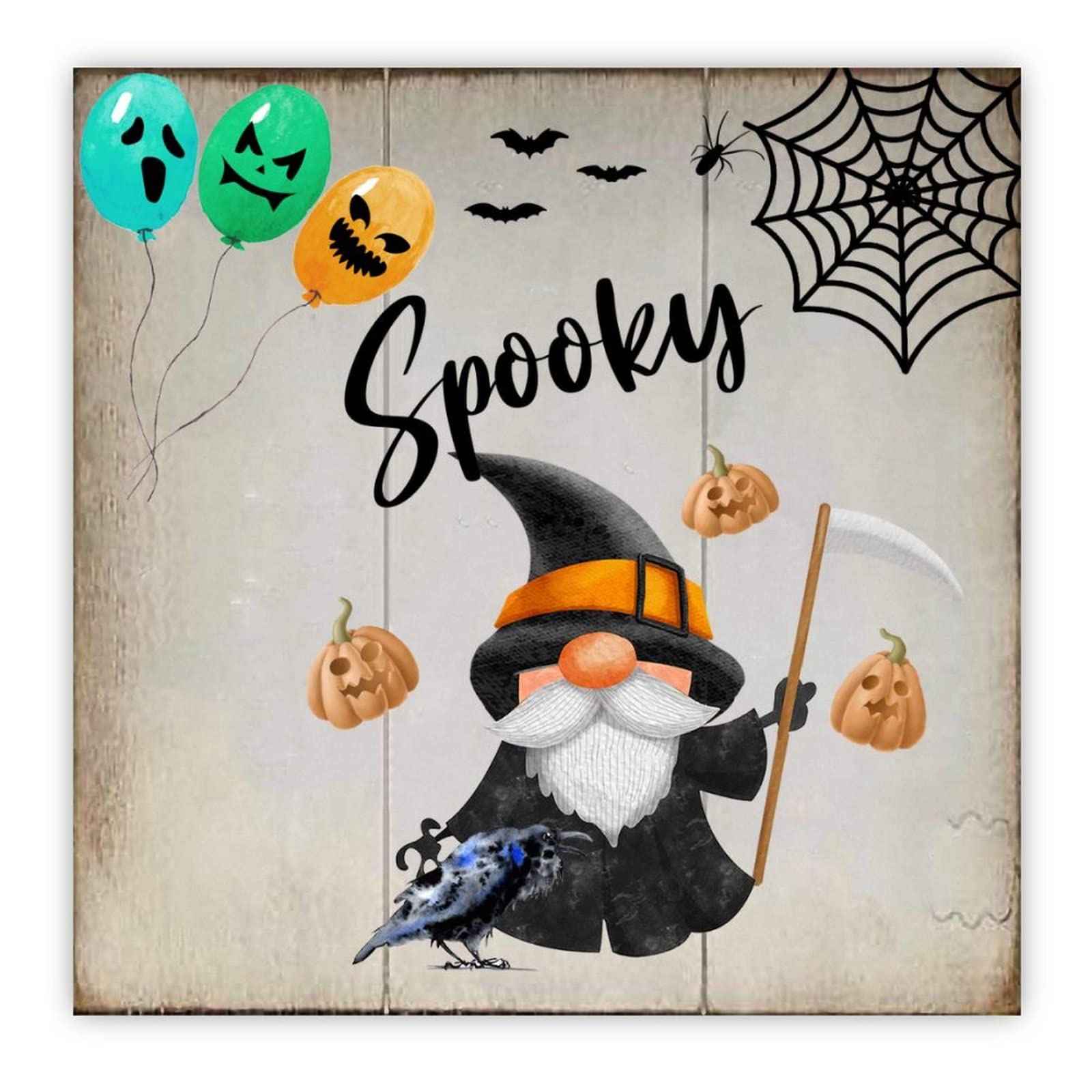 Panneau bois effrayant Halloween avec ghost hanté et grand format mural vintage