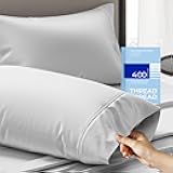 100% Cotton Pillowcases Standard/Queen Size Set of 2-400 Thread Count Cotton Pillowcases, Ultra Soft Cooling Sateen Weave Pillow Cases for Sleeping, Set of 2 Pillow Covers (Silver)