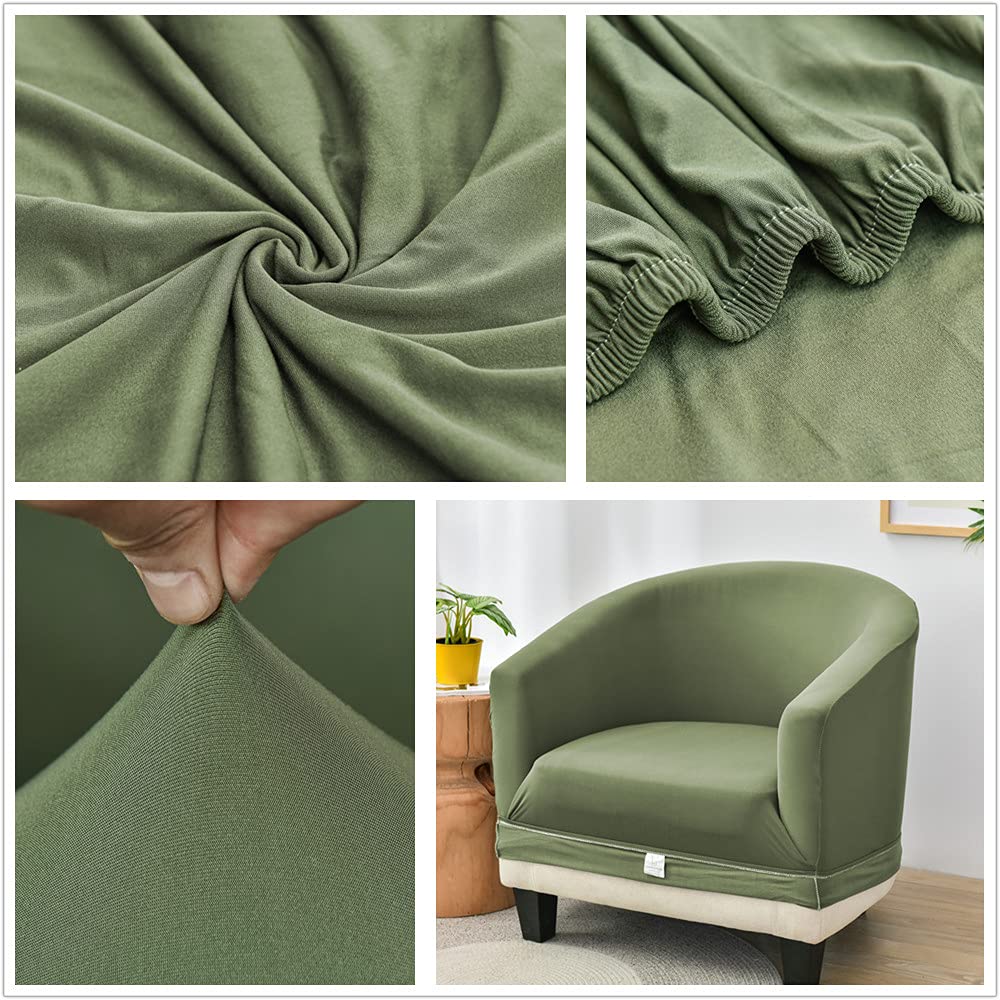 Highdi Copripoltrona 1 Posto Elasticizzato Tinta Unita Chesterfield, Fodere Copripoltrona da Cocktail Universale Lavabile Rimovibile Fodera per Poltrona per Hotel Salotto (Army Green)