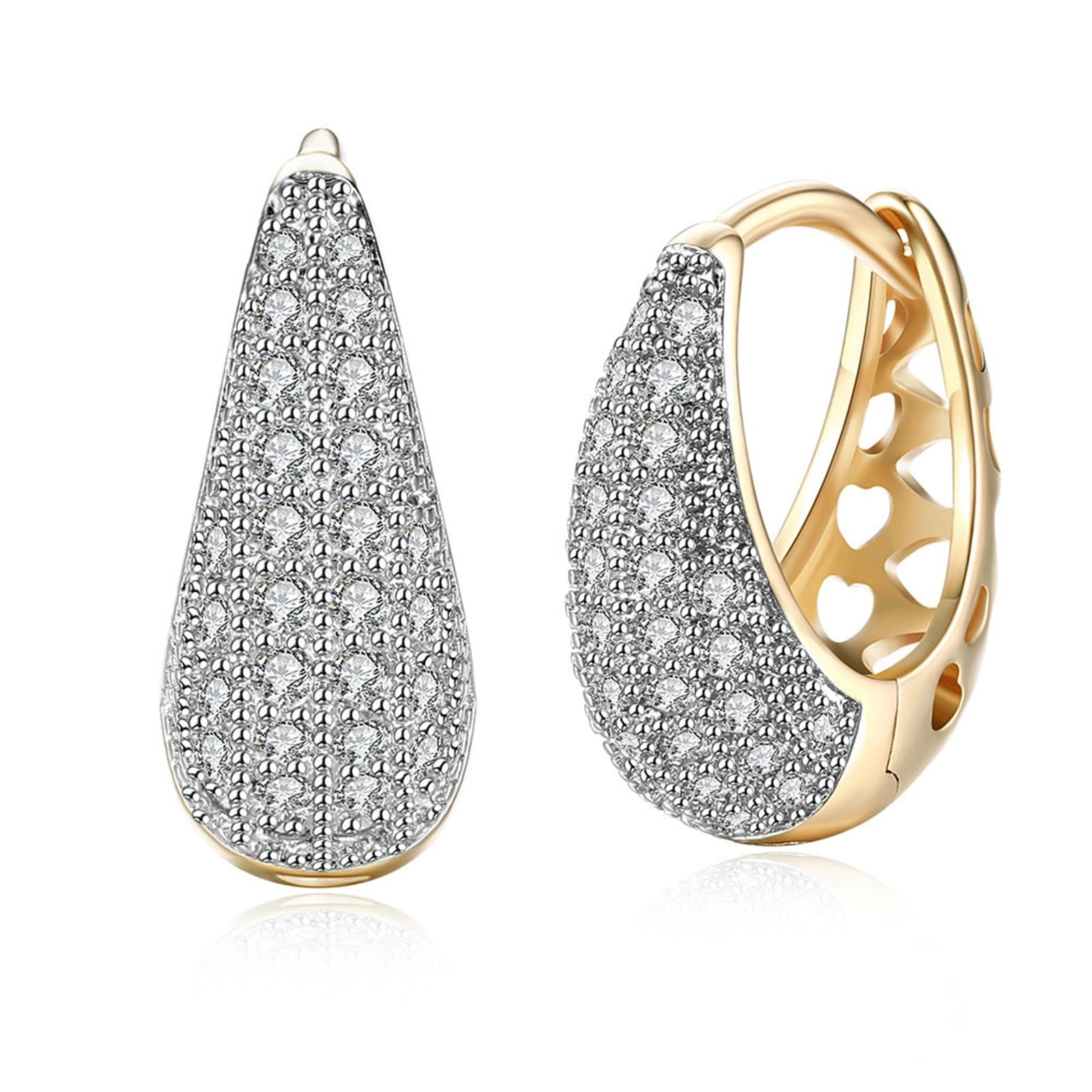 Pendientes de oro auténtico para mujer, oro amarillo 585, 14 K, moissanita, clásicos, pendientes de aro para mujer, pequeños