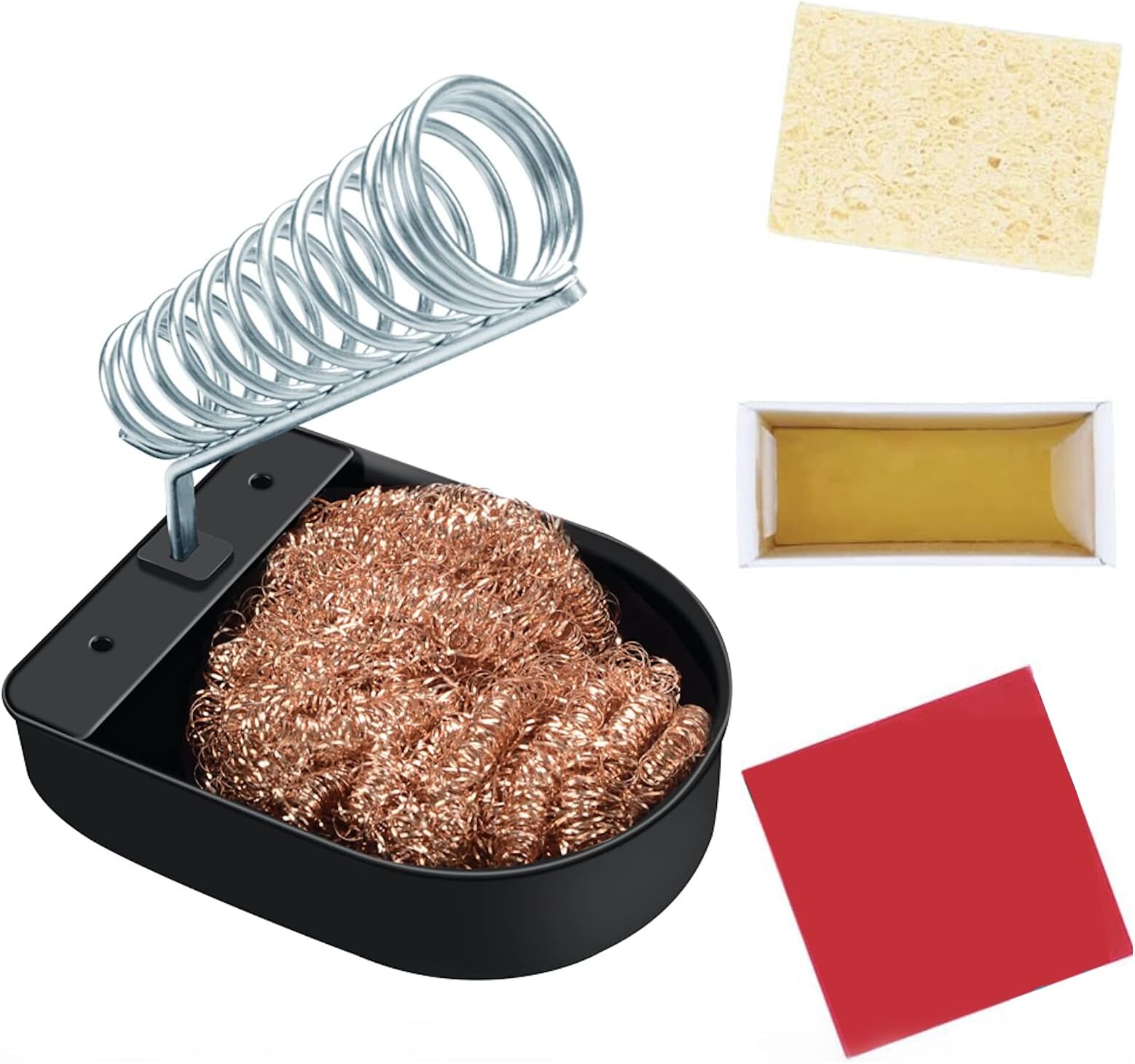Soldering Iron Stand-Solder Stand Holder,HANDSKIT Soldering Iron Holder,Soldering Iron Tip Cleaner Set with Solder Sponge and Flux Rosin