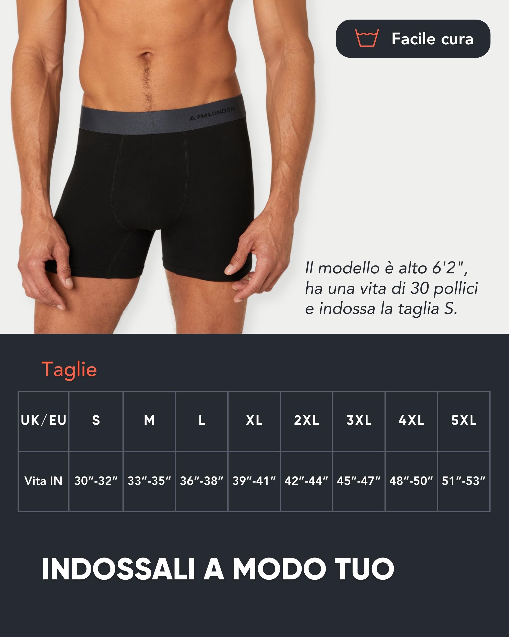 FM London Confezione da 7 Boxer Uomo, Senza Etichette - Mutande Uomo Ricche in Cotone - Boxer da Uomo Traspiranti, Morbidi ed Elastici