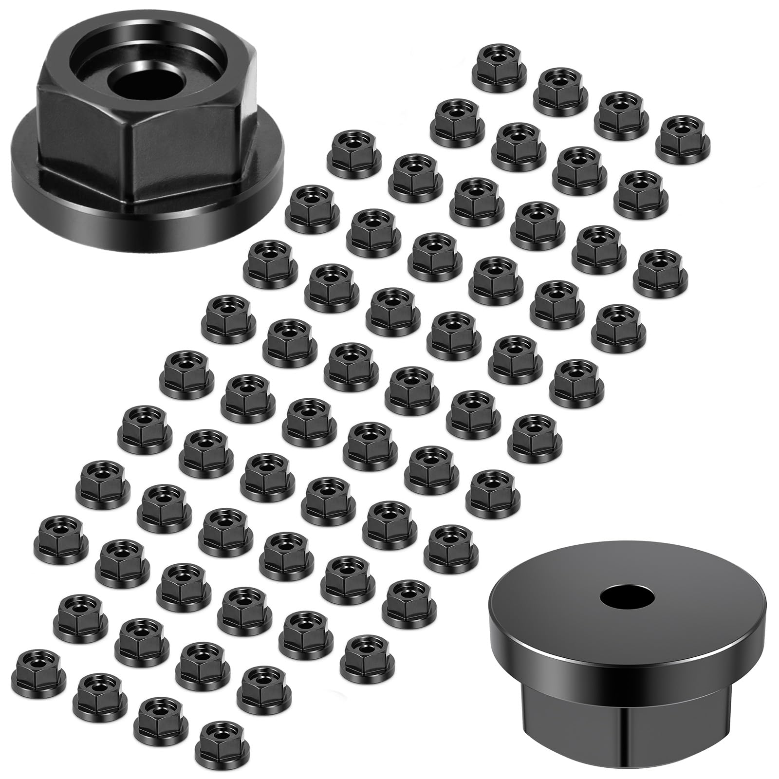 64 PCS Carbon Steel Hex Nuts, Hex Nuts Assortment Kit Washer, 1 inch Hex Screw Hardware Nuts Fastener Tool, Screw Cap Covers Nuts and Bolts for Decorating Outdoor Pergolas, Pavilions,Decks