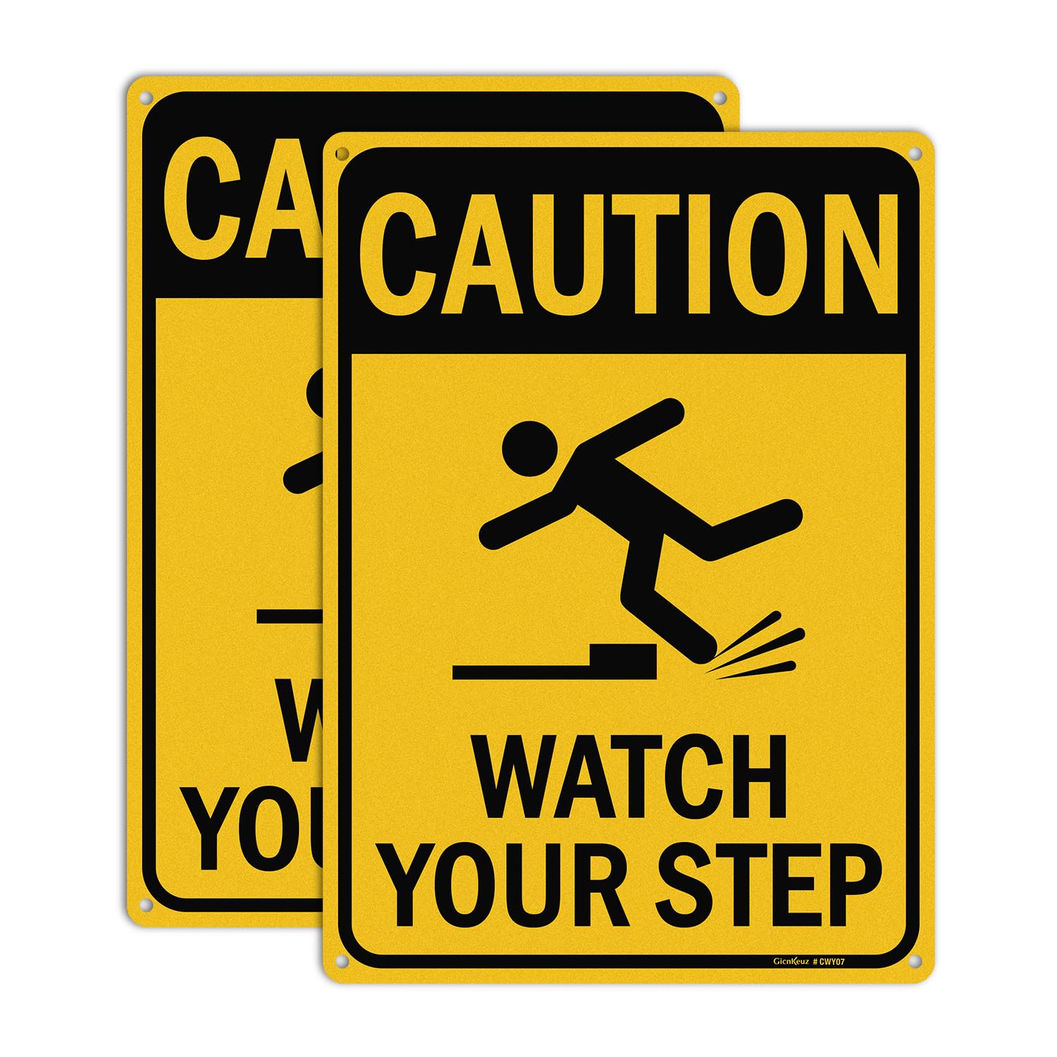 GicnKeuz Caution Watch Your Step Sign,10 x 7 Inches Safety Sign,Reflective Aluminum, Fade Resistant/Waterproof, Indoor or Outdoor Use (2-Pack) — Amazon image 7