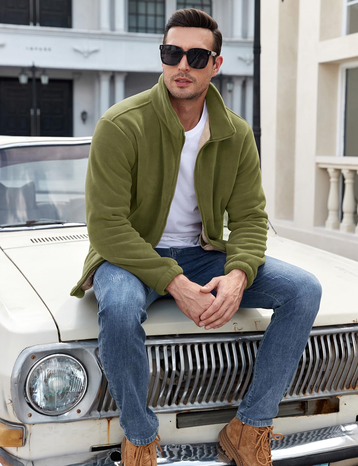 UMIPUBO Veste Polaire Homme Hiver Chaude Zippées Fleece Jacket avec Poches Manteau de Randonnée Sweatshirt Sans Capuche