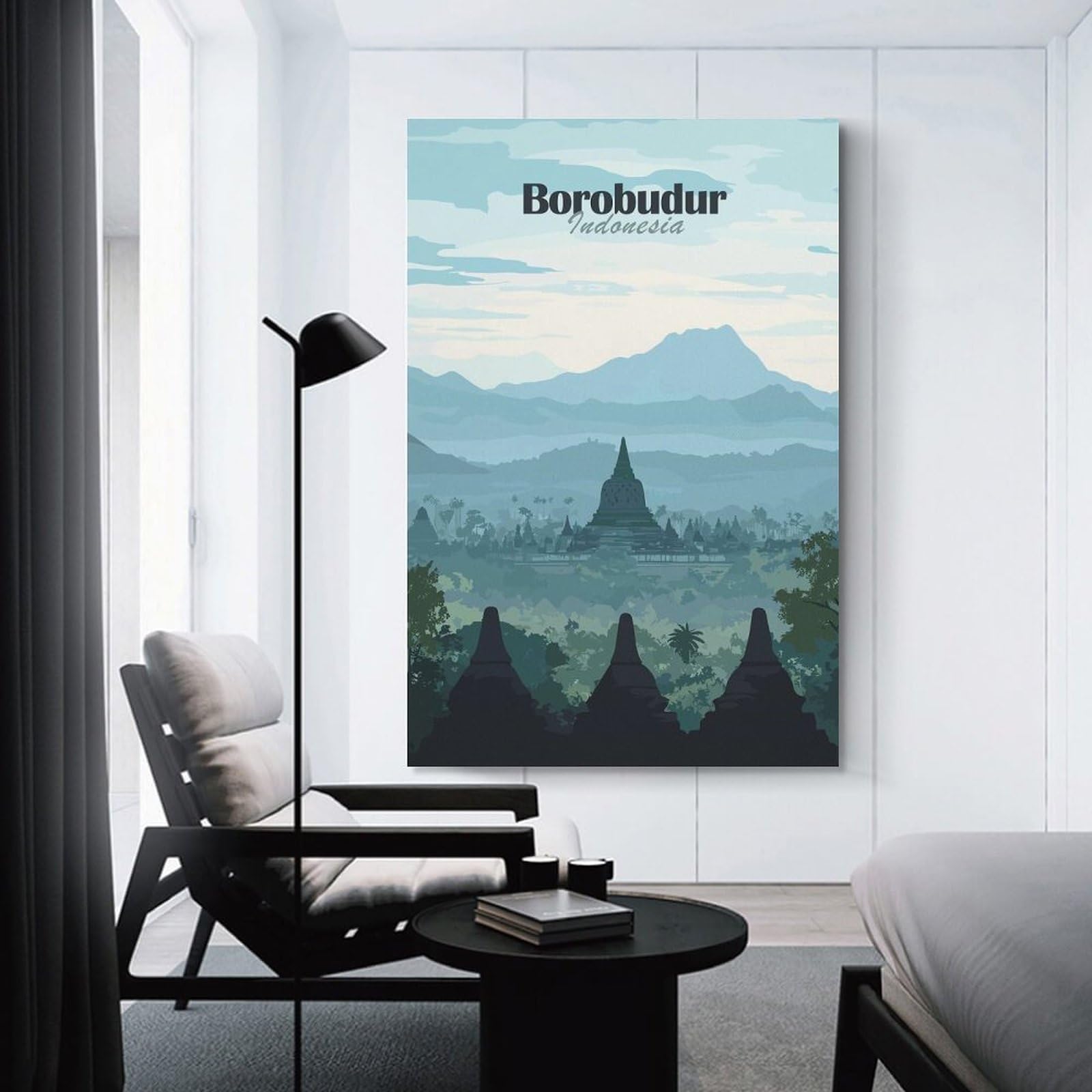 Junmoney Borobudur Temple, Indonesia Home Decor Wall Art, 16x24inch(40x60cm), for Wall Displays, Bedrooms Or Room Updates, Ideal for Building A Coordinated Art Wall