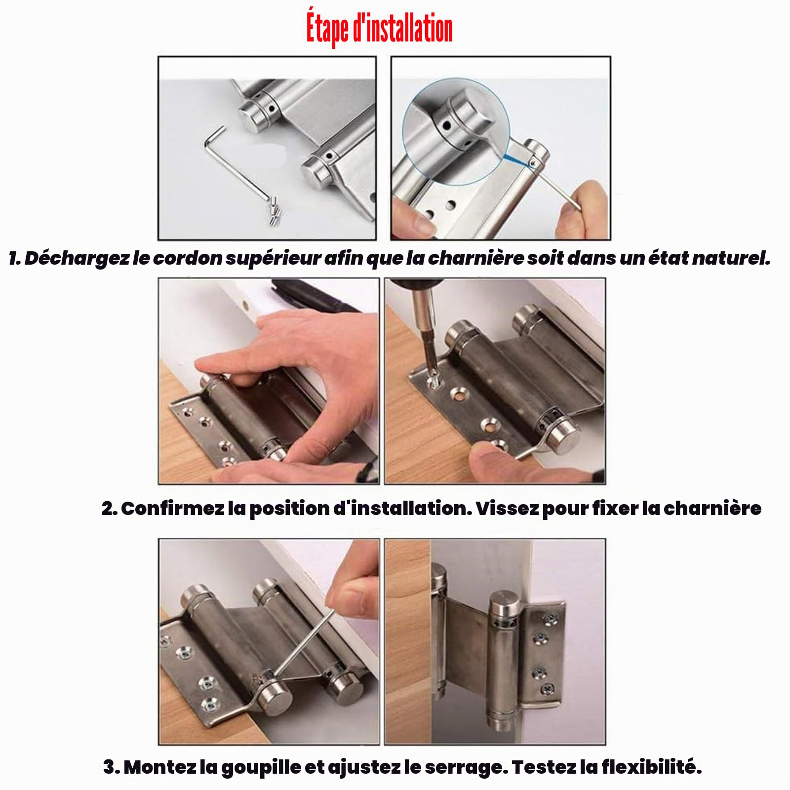 Lot de 4 Charnières À Ressort 100mm en Acier Inox À Double Action, pour Saloon Café Bar Pub Comptoir Porte Placard(Argent)