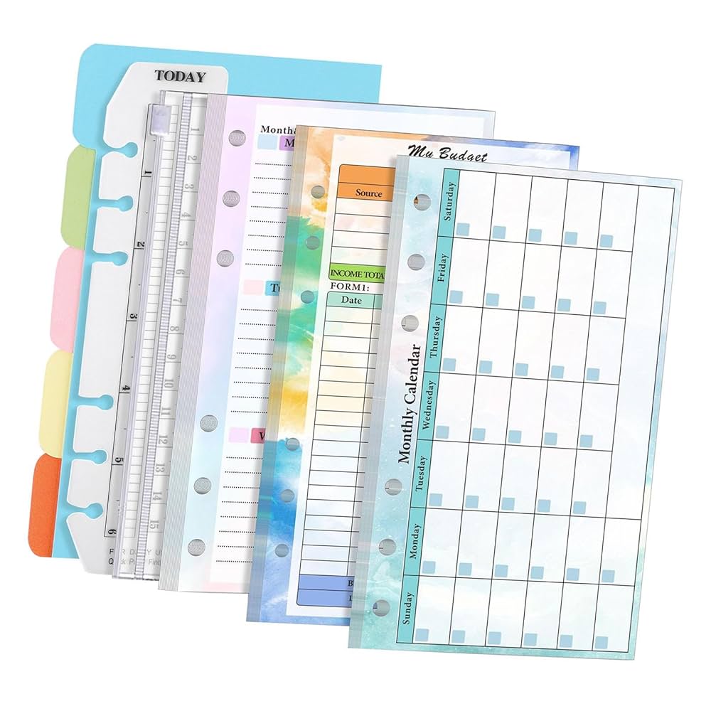 Amazon.co.jp: PEWETE ルーズリーフ A6 リフィル紙 6 リング