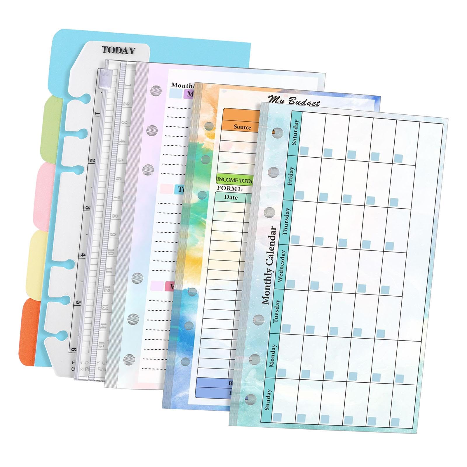 Amazon.co.jp: PEWETE ルーズリーフ A6 リフィル紙 6 リング