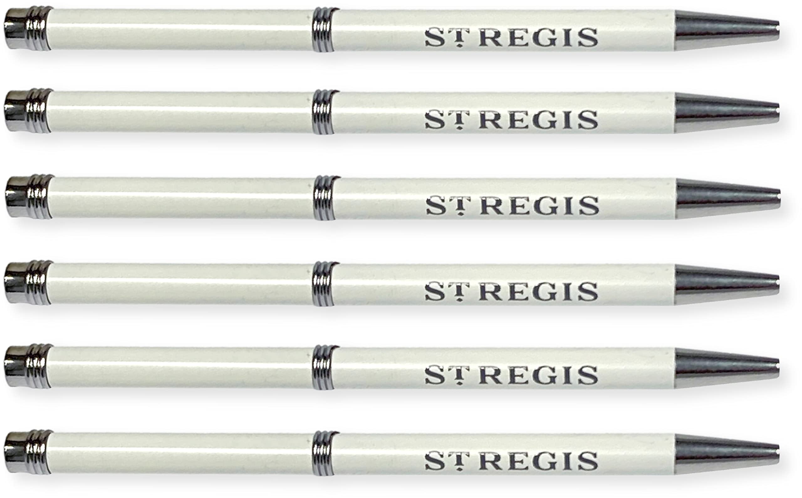 5-Star Luxury Iconic St. Regis Hotel Ink Pen Souvenir, White, 5-3/8 Inches Long, Set of 6