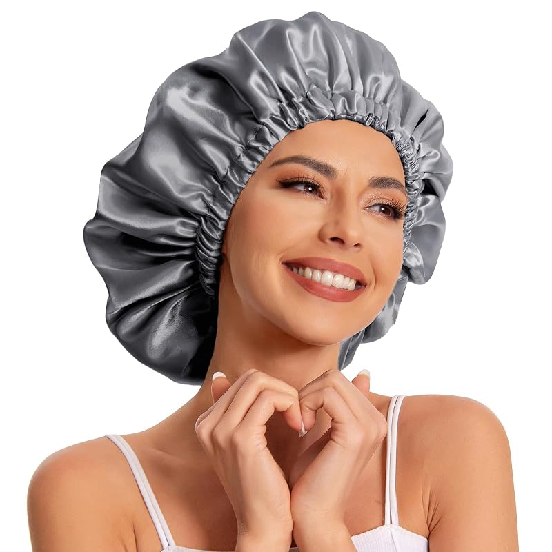 Touca de cetim Edoneery dupla para dormir, modelo Head002