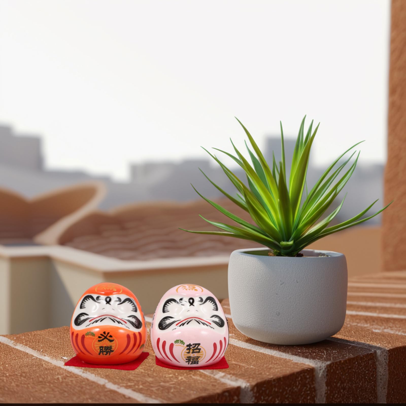 Zerodeko MuñEca Japonesa De Porcelana Mini Zen Figura Tradicional para DecoracióN del Hogar Y Auto Amuleto De Buena Suerte Riqueza Y Seguridad 4.8 x 4.5 x 4.5cm