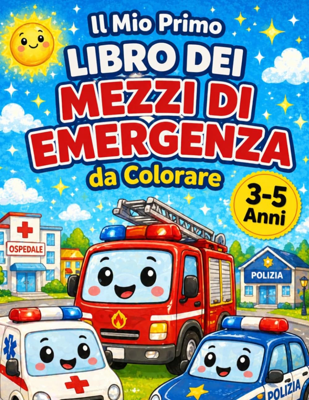 Il Mio Primo Libro dei Mezzi di Emergenza: Libro da Colorare per Bambini 3-5 Anni con Ambulanza, Vigili del Fuoco e Polizia