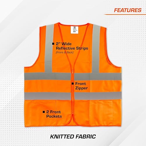 Miniatura 2 de ÿTR Industrial Chaleco de Seguridad Naranja, XXXL, Tejido de 2 Bolsillos