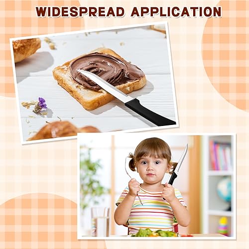 Miniatura 6 de 150 cuchillos de carne de acero inoxidable con hoja puntiaguda mango de plástico negro para cocina, restaurante, vajilla, camping, mantequilla, apto
