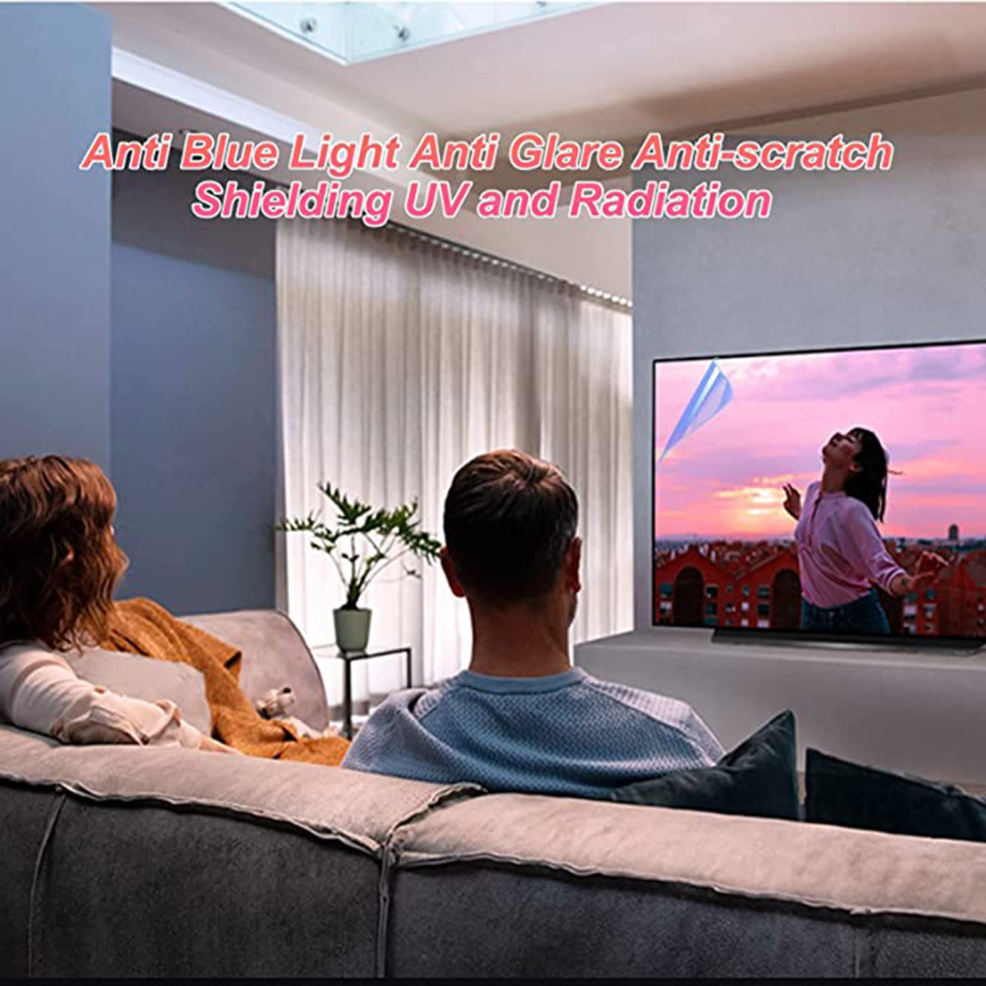 Protector De Pantalla De TV Mate, Antideslumbrante De Luz Azul Película De TV Tasa De Anti-Reflejo hasta 90% para Family TV Eyes Fatigue Protection/A / 49in 1075/604mm