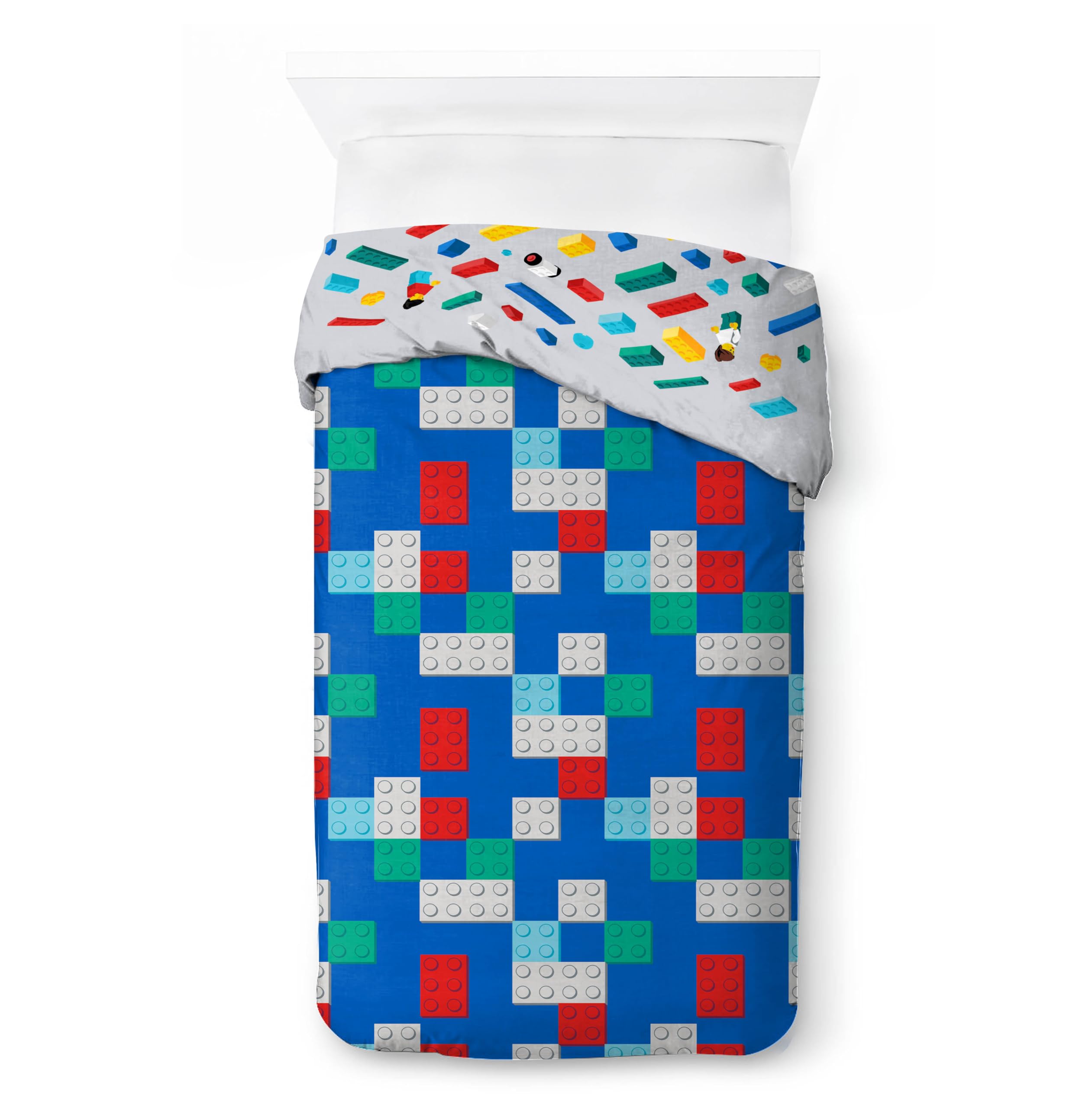 Jay Franco Lego Set Copripiumino – Biancheria da Letto Super Morbida per Bambini con Federa, SOLO COPRIPIUMINO (Imbottitura Non Inclusa), Multicolore, 2 Pezzi Singolo