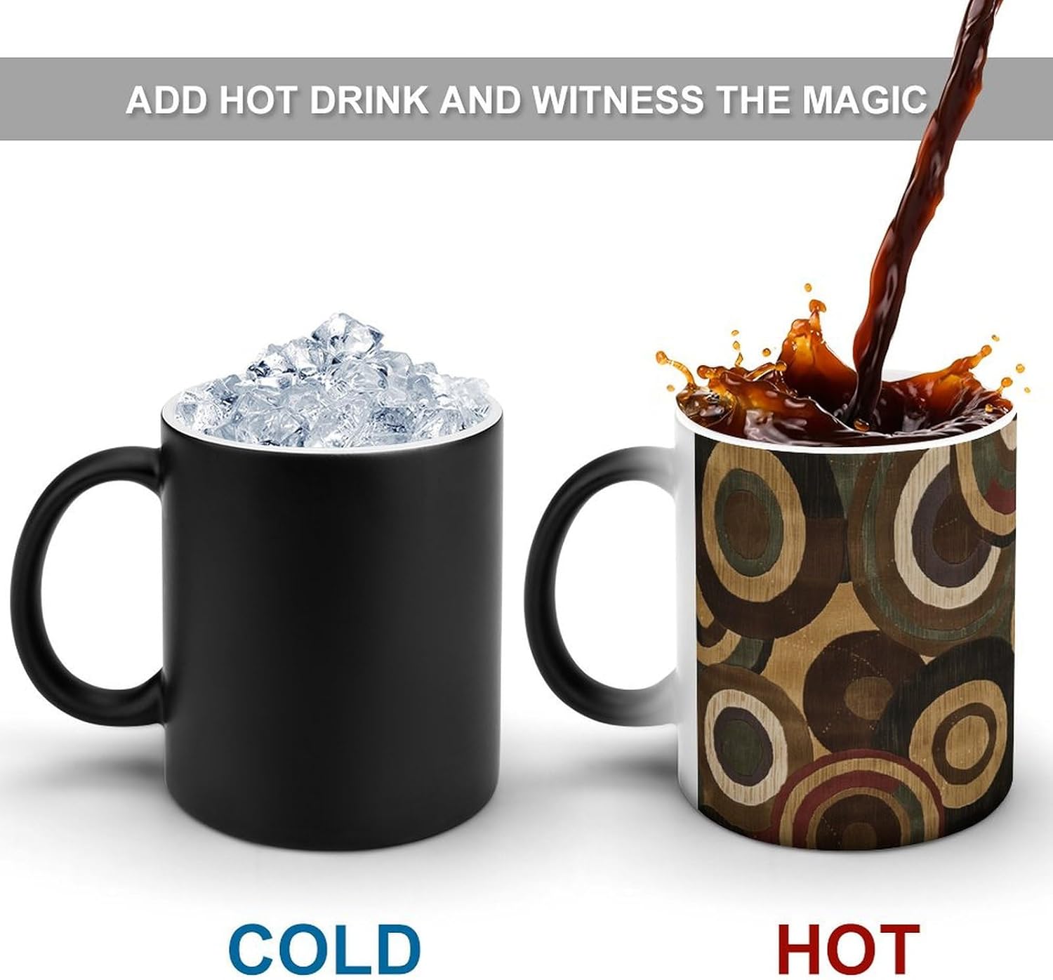 Color Changing Cups,Brown And Tan Printed 11 Oz Ceramic Cups for Birthday Men Women