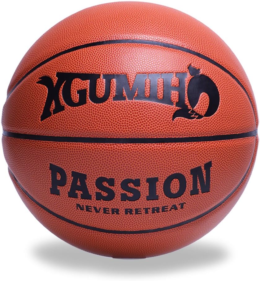 XGUMIHO Streetball Basketball Outdoor Indoor Microfiber Leather Mens Training Games Professional Street Official Size 7/29.5", Orange