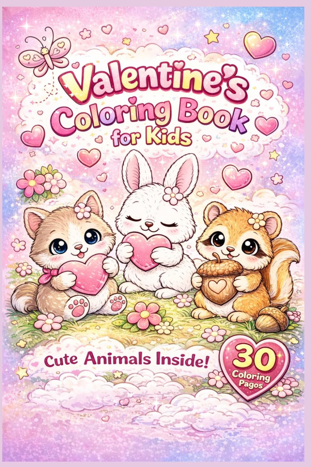 Valentine’s Day Coloring Book for Kids - Cute Animals, Hearts & Sweet Love Scenes: A Lovely and Easy Coloring Book with Adorable Animals, Hearts, Flowers and Valentine Fun for Children and Families